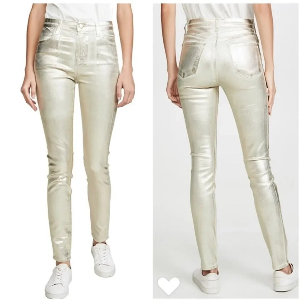 J Brand Maria High Rise Skinny Ribbed Gold Messaline Corduroy Pants Size 25 NWT - Picture 14 of 14